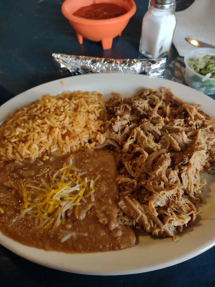 Pork Carnitas with Rice and Beans